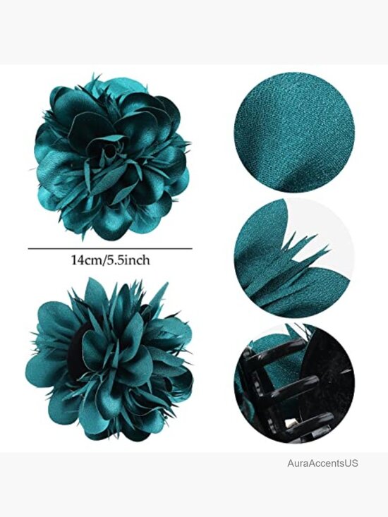 4 Pack Large Satin Rose Flower Hair Claw Clips for Thick Hair Bun Updo main image 6